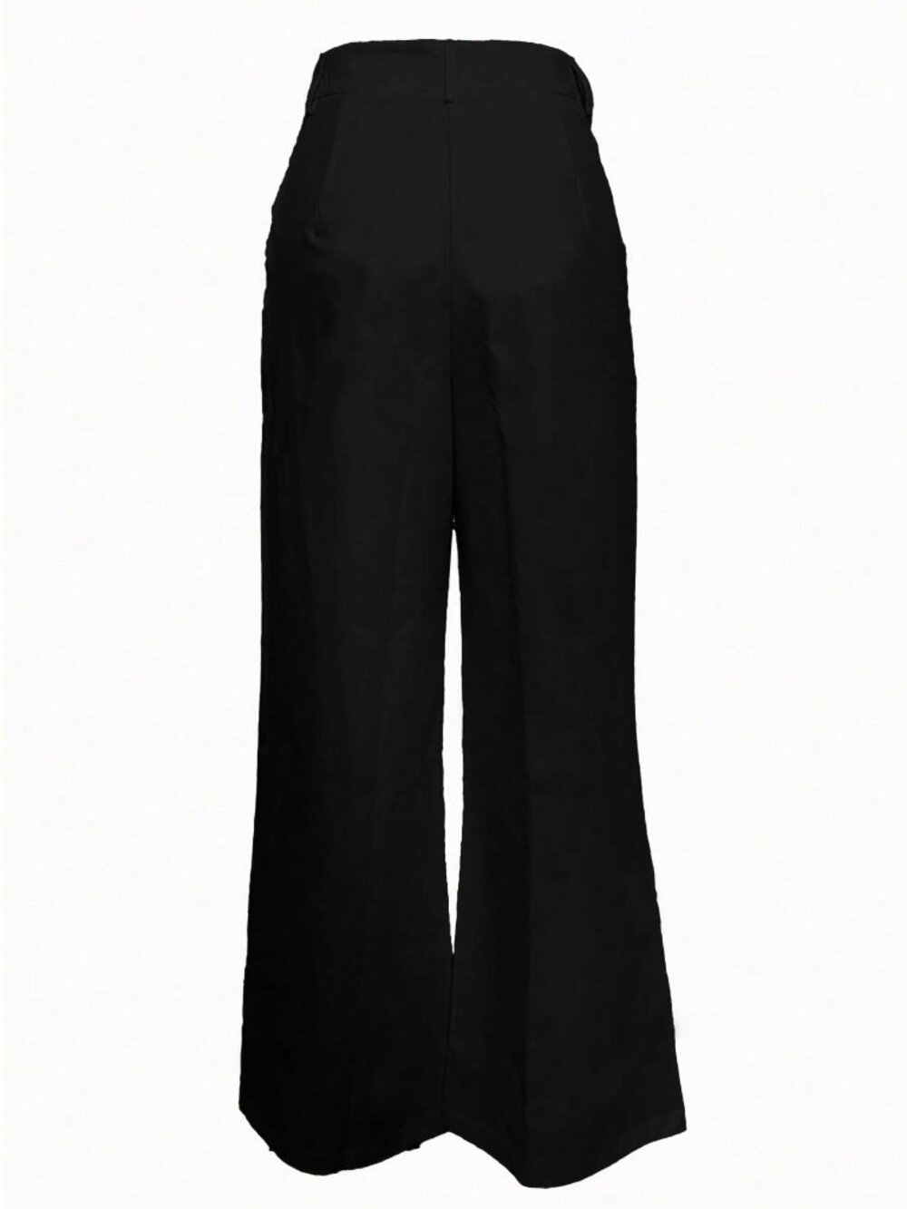 Black Elegant Women's High-Waist Straight Leg Pants With Pockets - Picture 4 of 4